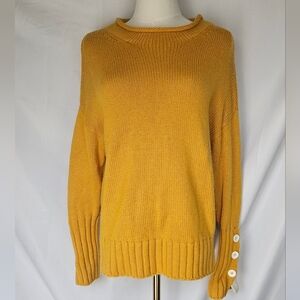 Boden Wool/Alpaca Blend Mustard Sweater with Button Details